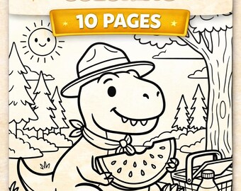 Dinosaur Adventure Coloring Pages | Kids Printable PDF (10 Pages)