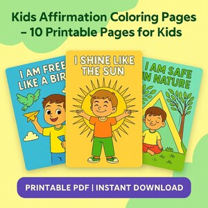 Affirmation for Kids Coloring Pages | Nature Theme | Mindful Printable PDF