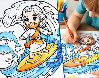 Christian Summer Activity Pack for Kids (Ages 4–8) | Jesus Coloring Pages Printable | Sunday School & VBS Activities | Instant Download