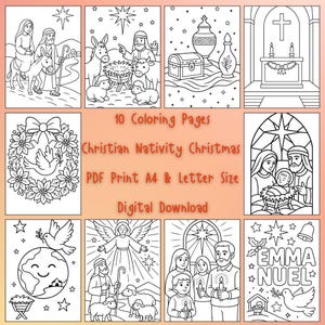 Nativity Coloring Pages for Kids: Christian Christmas Story (PDF Download A4/US Letter