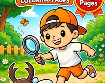 Backyard Safari Coloring Pages, Kids Bug Insect Activity Pack, Maze & Word Search (10 Pages)