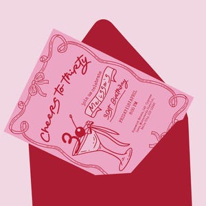 Oferta de lanzamiento: ¡Saludos por los treinta! Invitación digital personalizada / Invitación retro rosa para 30 cumpleaños / Teléfono + archivo para imprimir