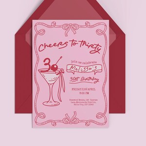Oferta de lanzamiento: ¡Saludos por los treinta! Invitación digital personalizada / Invitación retro rosa para 30 cumpleaños / Teléfono + archivo para imprimir