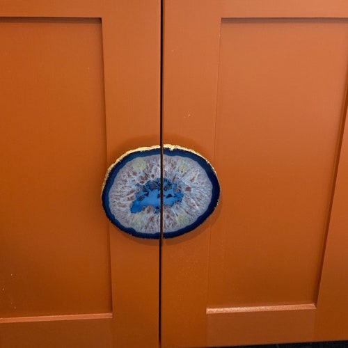 XX Large Agate Slice Drawer Pulls Handle 18K Gold Silver and Etsy