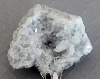 Large White Grey Agate Geode Gemstone Lamp Finial Chrome Base One Of A Kind Lampshade Jewelry