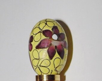 Vintage Chinese Yellow Champleve Cloisonne Enamel Egg Lamp Finial