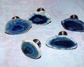 Blue Agate Slice Drawer Pulls Cabinet Knobs Drawer Dresser Hardware Bathroom Vanity Kitchen Doors Screws Included Custom Designed