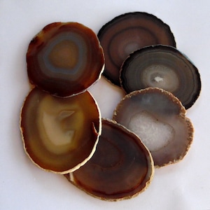 Large Agate Slice Drawer Pulls Knobs 18K Gold Silver and Copper Leaf Edge NEW COLLECTION Custom image 5