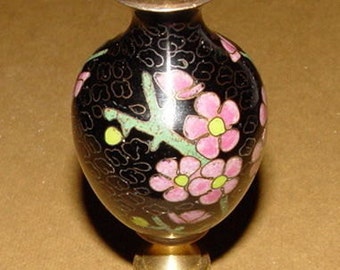 Chinese Champleve Cloisonne Enamel Vase Lamp Finial Copper Brass Handmade Oriental Vintage Lamp Shade