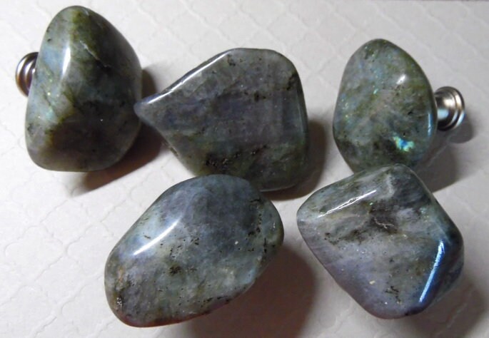 Xx Quality Large Smooth Labradorite Gemstone Drawer Pull Knobs