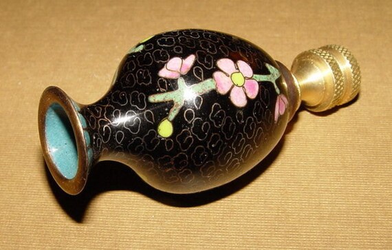 Chinese Champleve Cloisonne Enamel Vase Lamp Finial Copper Brass