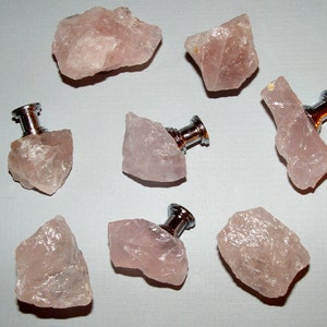 Rose Quartz XX Quality Gemstone Drawer Pull Knobs Pulls Custom Cut Raw Drawer Hardware Cabinet Handle