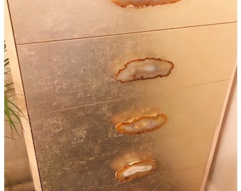 Large Custom Natural Agate Slice Gemstone Drawer Handles Pulls Knobs