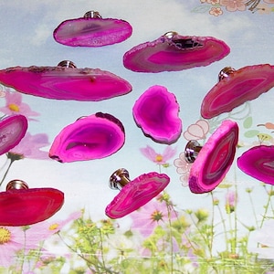 Agate Slice Drawer Pulls Knobs Medium Custom Pink To Hot Pink
