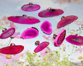 Agate Slice Drawer Pulls Knobs Medium Custom Pink To Hot Pink