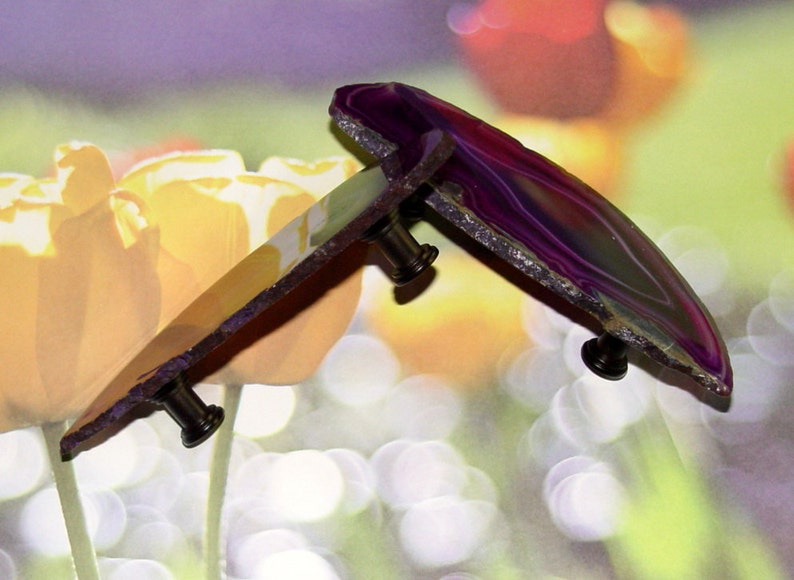 Large Custom Purple Agate Slice Drawer Handles Pulls Knobs Etsy