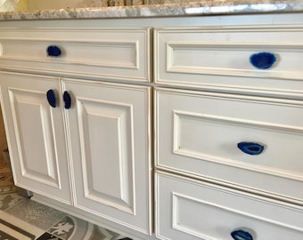Large Blue Agate Slice Drawer Pulls  Knobs