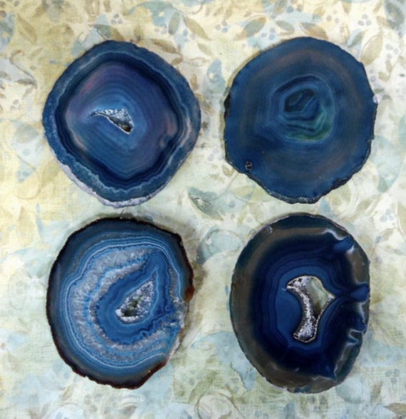 Large Custom Blue Agate Slice Gemstone Drawer Handles Pulls Knobs