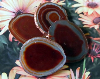 X Large XX Quality Natural Copper Edge Agate Druzy Slice Gemstone Coaster