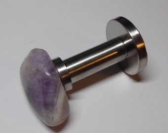 Large Amethyst Gemstone Hook Hanger - Stainless Steel - 2 Inch - Home Decor