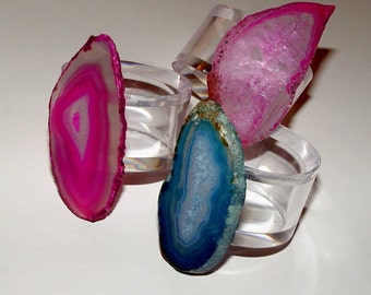Custom Acrylic Agate Slice Napkin Rings