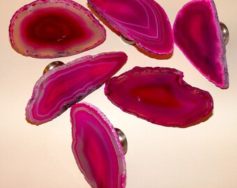 Custom Pink Agate Slice Drawer Pulls Knobs
