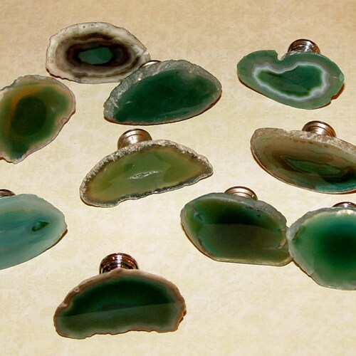 Large Custom Natural Agate Slice Gemstone Drawer Handles Pulls Etsy