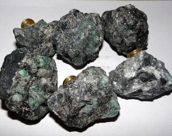 Large Raw Emerald Gemstone Drawer Pull Knobs