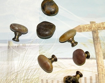 Natural Beach And River Rock Drawer Pulls Knobs Custom Hardware Screws Included Brass Chrome Bronze Antique Brass Copper Black