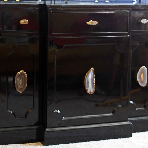 Large Custom Natural Agate Slice Gemstone Drawer Handles Pulls Etsy