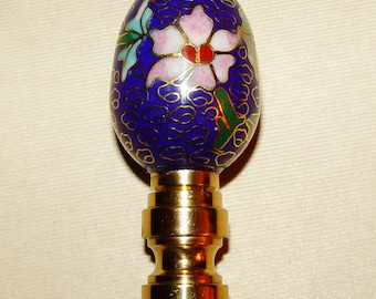 Vintage Chinese Blue Cloisonne Champleve Enamel Egg Lamp Finial