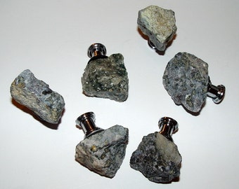 Raw Labradorite Drawer Pull Knobs Natural Blue Grey Gemstone
