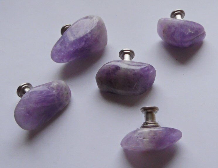 Xx Quality Large Smooth Amethyst Gemstone Drawer Pull Knobs Pulls