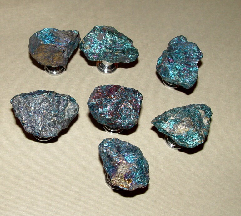 Custom Chalcopyrite Peacock Ore Turquoise Gemstone Drawer Pull