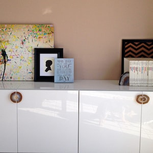 Małe/średnie uchwyty do szuflad z kawałkami agatu, 18-karatowe złoto, srebro i miedź, krawędź liścia NOWA KOLEKCJA Niestandardowe