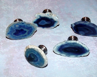 Blue Agate Slice Drawer Pulls Cabinet Knobs Drawer Dresser Hardware Bathroom Vanity Kitchen Doors Screws Included Custom Designed