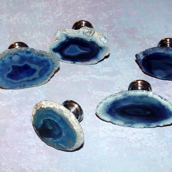 Blue Agate Slice Tiroir Tire Boutons d’armoire Tiroir Commode Quincaillerie Salle de bains Vanité Portes de cuisine Vis incluses Conçu sur mesure