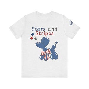 Stars and Stripes Balloon Dog Unisex Tee - Patriotic T-Shirt for Celebrations, BBQs, Fourth of July
