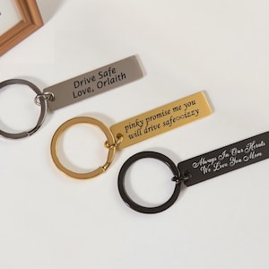 Personalized Engraved Keychain,Customized Stainless Key Chain,Drive Safe Key Chain,Bar Keychain,Anniversary Gift,Boyfriend Gift,Husband Gift