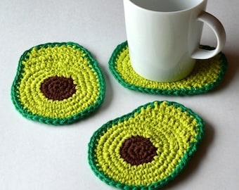 Crochet Pattern for Avocado Coasters PDF, Fun Hostess Gift, Summer Decor, Cute Gift Idea, Easy Crochet Pattern, Quick Project