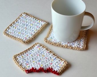 Crochet Pattern for Strawberry Pop-Tart Drink Coasters PDF, Fun Gift, Summer Decor, Cute Gift Idea, Easy Crochet Pattern, Quick Project