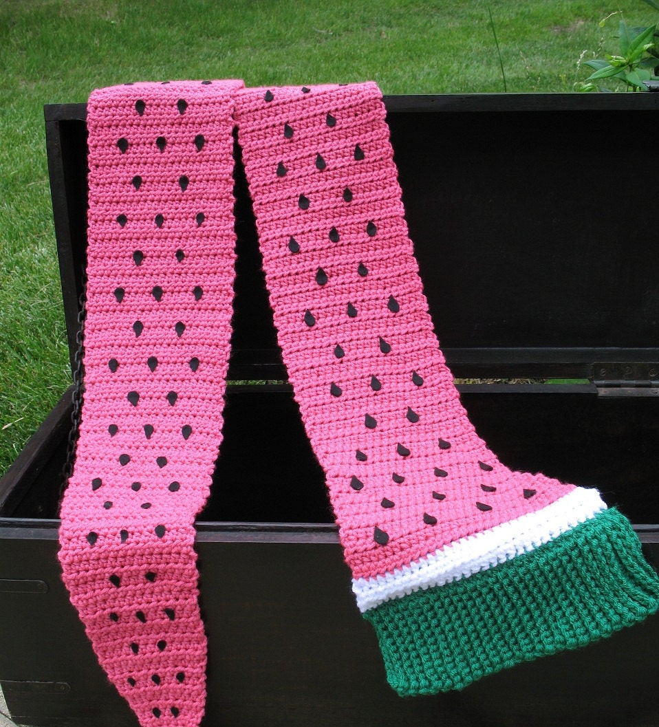 39 Crochet Watermelon Patterns to Cheer You Up 20 Crochet Pattern for Giant Watermelon Slice Scarf
