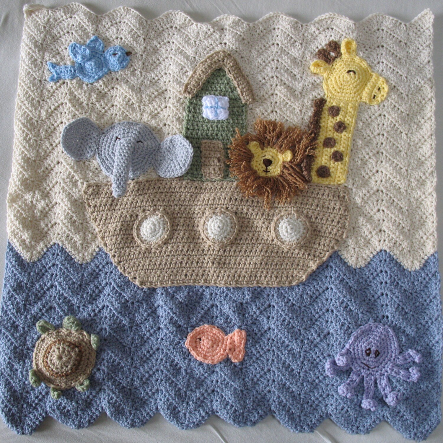 Noah's Ark Baby Blanket Crocheted Noah's Ark Nursery Etsy