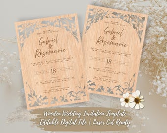 Laser Cut Wedding Invitation Template | Wood, Cricut, Glowforge (Digital File)