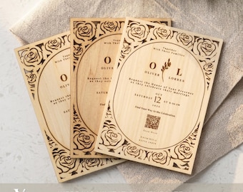 Laser Cut Rose Wedding Invitation Template (Digital Download)