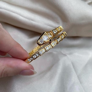 Serpenti bracelet, 925 silver 18ct gold plated serpenti bracelet, full diamond bangle, CZ bangle serpenti 18ct real gold plated jewelry