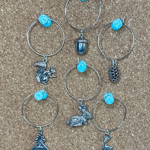 Woodland Wine Glass Charms | Forest Animal Drink Markers | Nature-Inspired Wine Accessories | Tabi’s Teenies