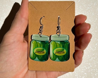 Pickle Jar Earrings | Mini Food Earrings | Funny Novelty Jewelry