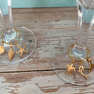 Pendentifs pour verre à vin océan : marqueurs pour boissons côtières, lot de 6