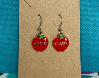 Red Apple Lehrer Ohrringe: Nickelfreier Schulanfang Schmuck